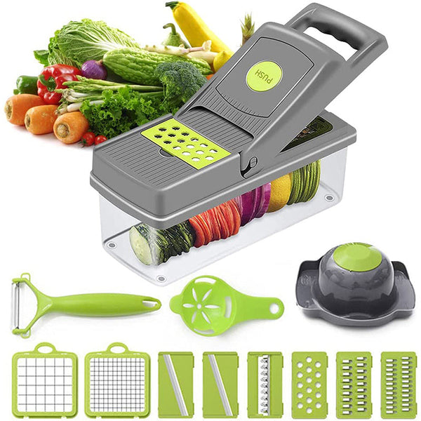 14 in 1 Multifunctional Vegetable Chopper, Mandoline Dicer, Slicer, With Container Box
